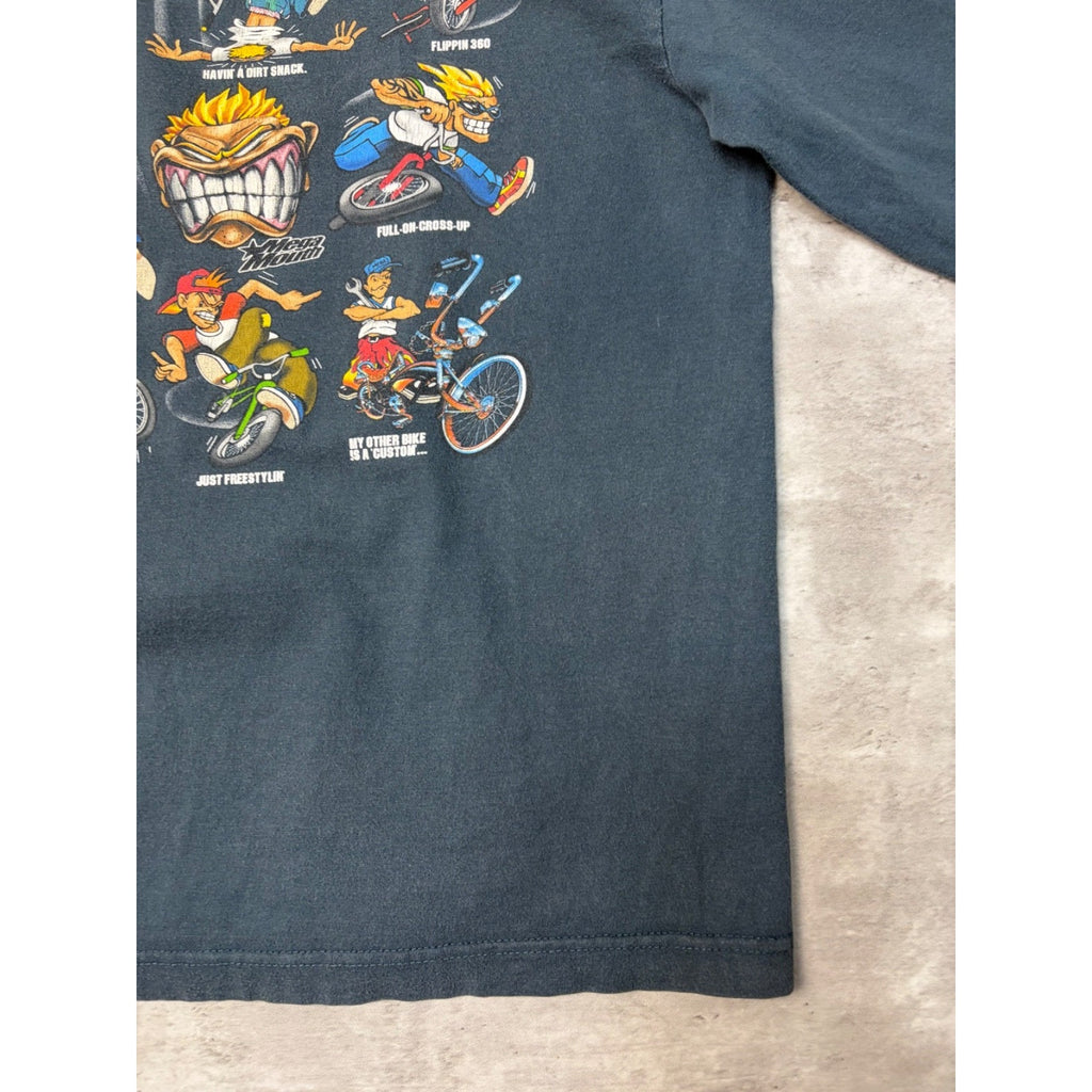 Vintage 2001 BMX Character Roster Graphic Long Sleeve T-Shirt Size XL YOUTH