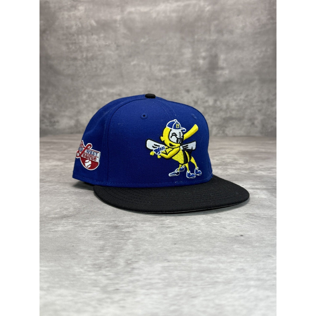 Burlington Bees MiLB Embroidered Logo Baseball Fitted Hat 7 1/2 Blue