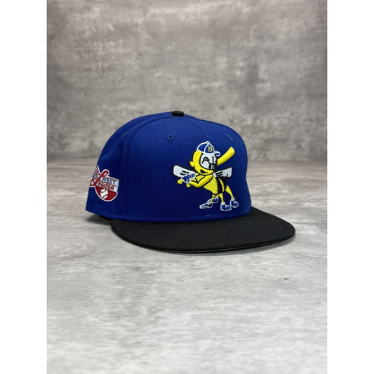 Burlington Bees MiLB Embroidered Logo Baseball Fitted Hat 7 1/2 Blue