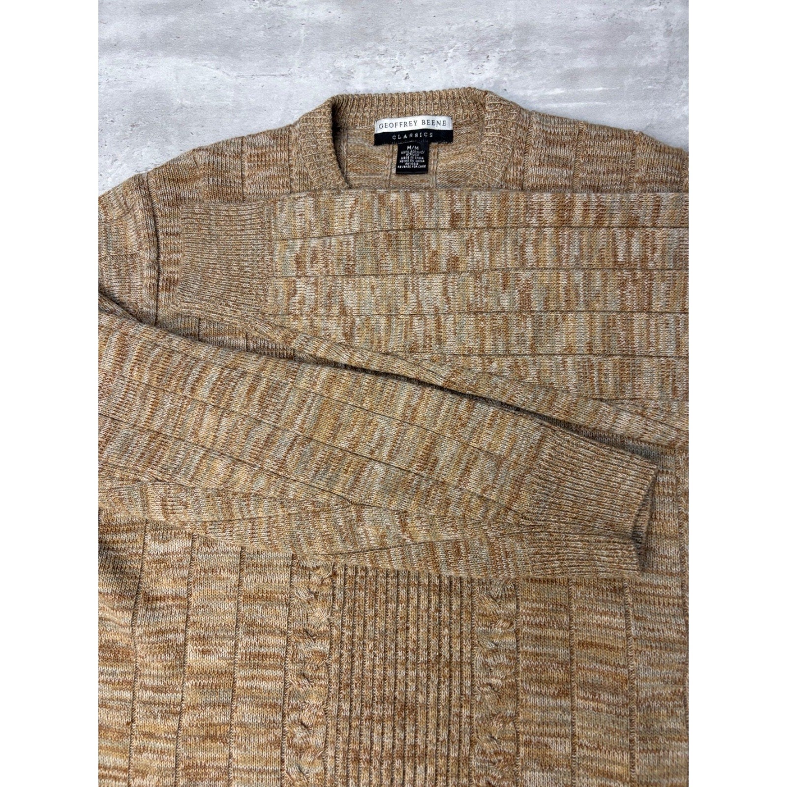 Vintage Geoffrey Beene Textured Print Pullover Knit Sweater Size Medium