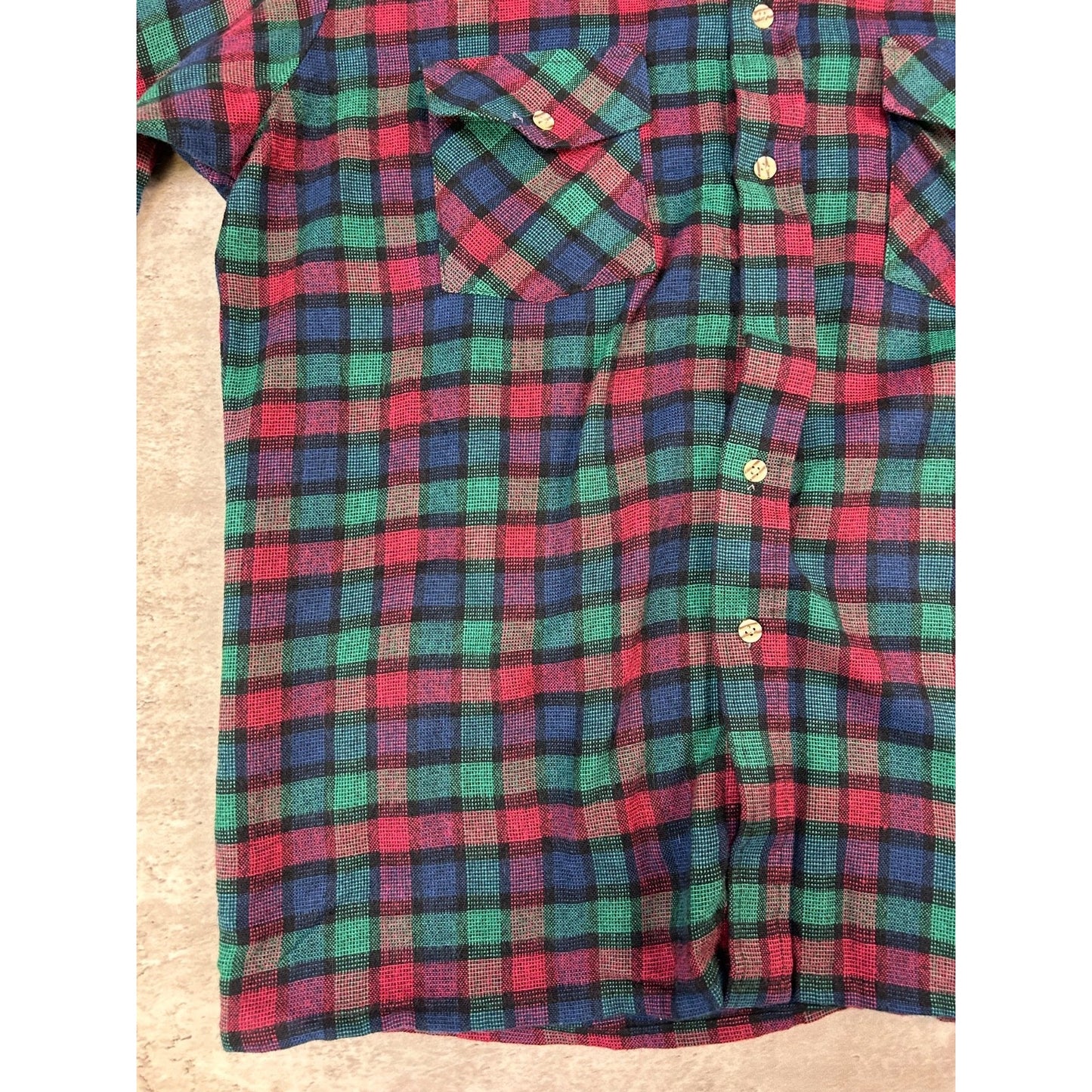 Vintage 90s Van Heusen Plaid Double Pocket Long Sleeve Button Up Shirt Sz Large