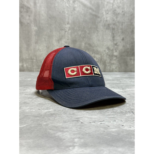Vintage CCM Embroidered Spellout AMerican Flag Trucker Snapback Hat OSFA