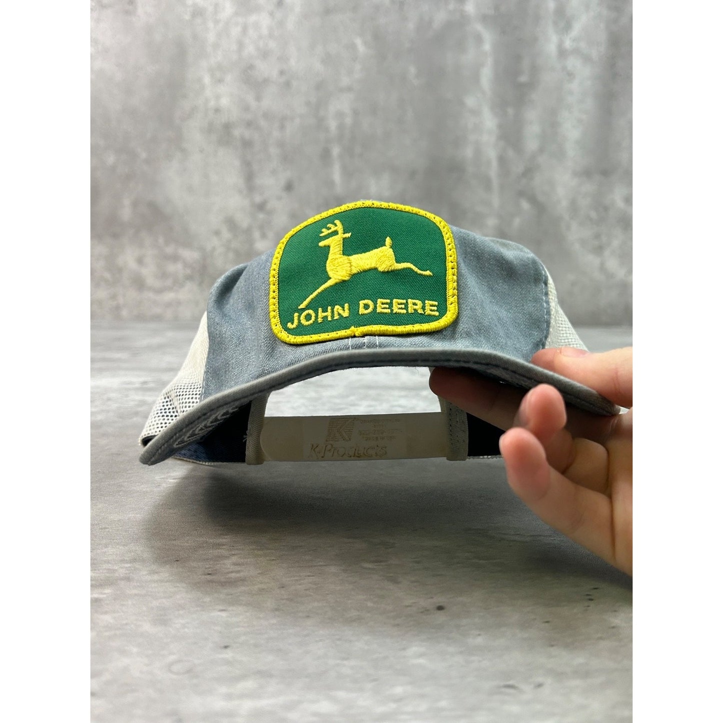 Vintage 80s John Deere Tractors Embroidered Patch Trucker Snapback Hat OSFA