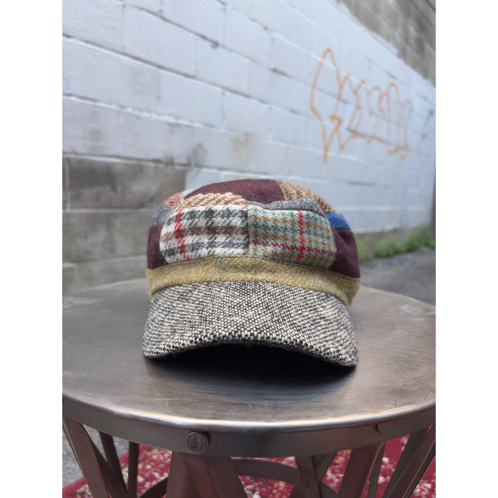 Vintage 80s/90s Patchwork Pure New Wool Paperboy Hat OSFA