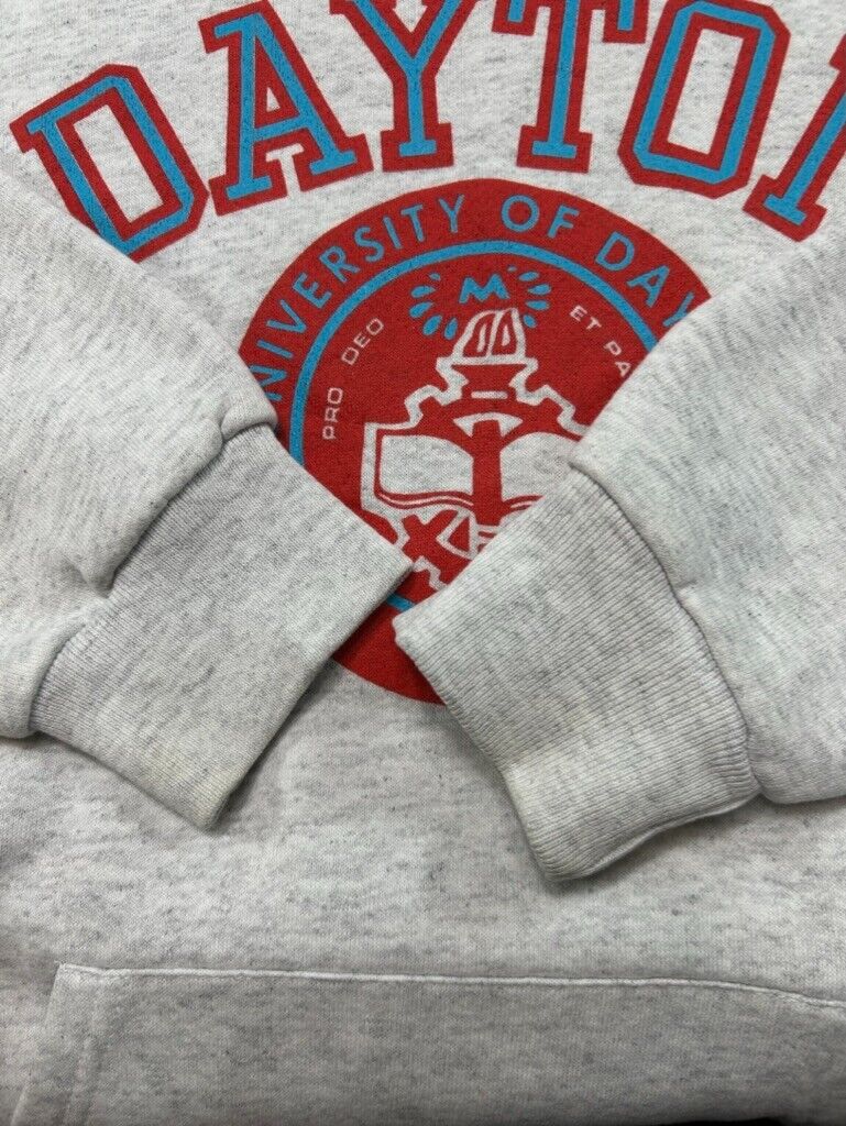 Vintage 90s University of Dayton NCAA Collegiate Hooded Sweatshirt Size Medium