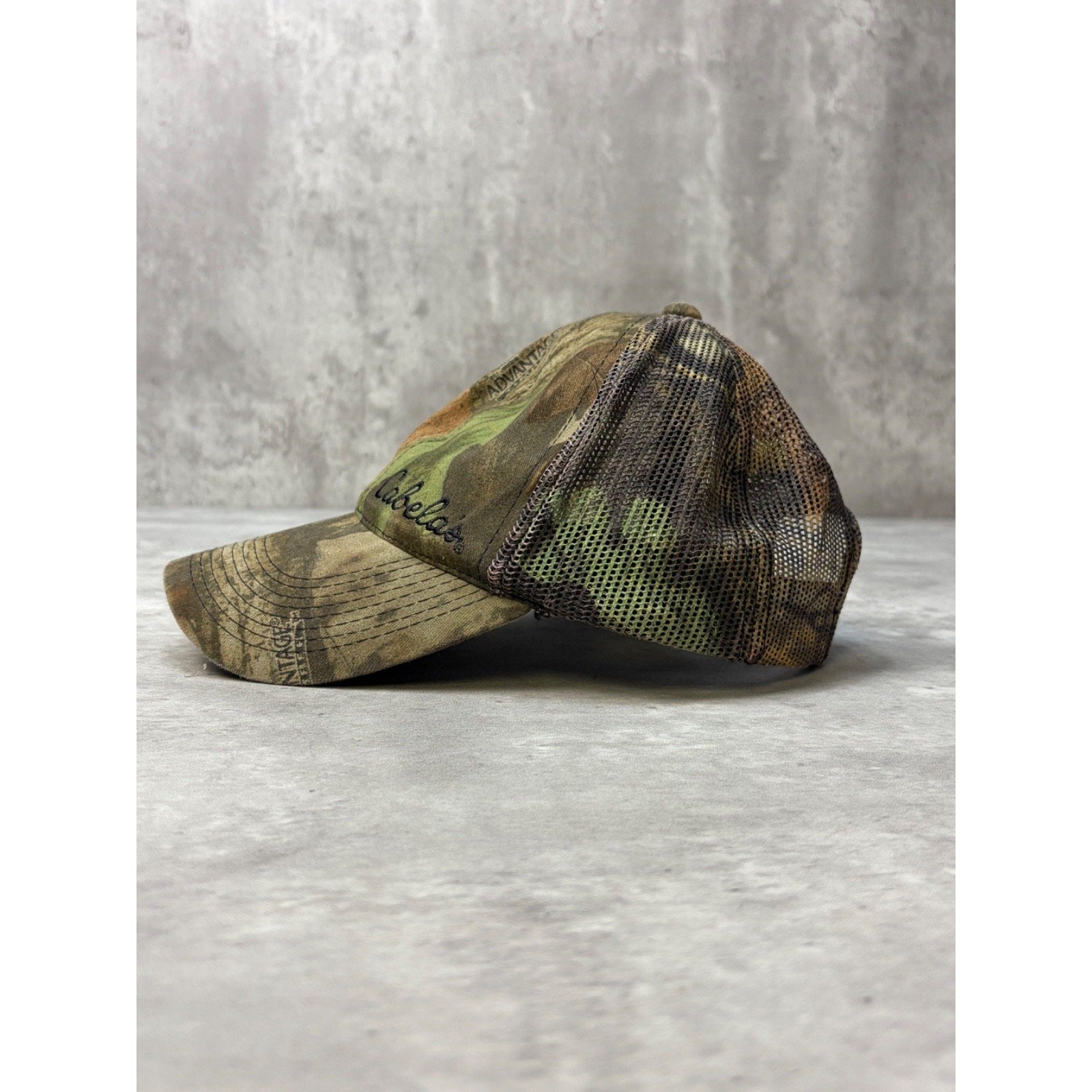 Vintage Cabelas Embroidered Advantage Timber Camo Hunting Snapback Hat OSFA