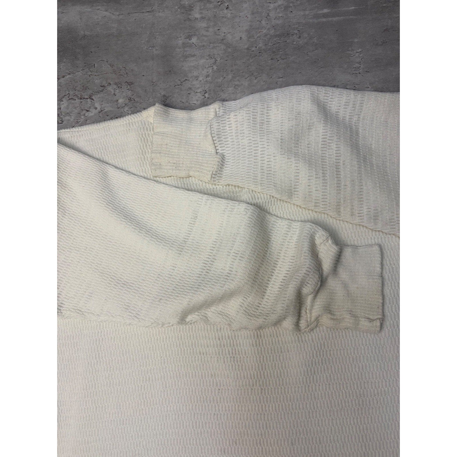 Vintage 1970s Hanes Waffle Print Thermal Long Sleeve T-Shirt Size XL