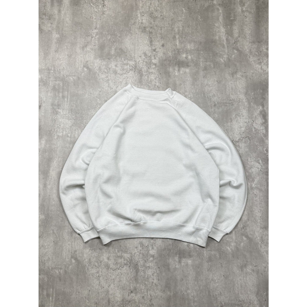 Vintage 90s Hanes Blank White Pullover Crewneck Sweatshirt Size XL