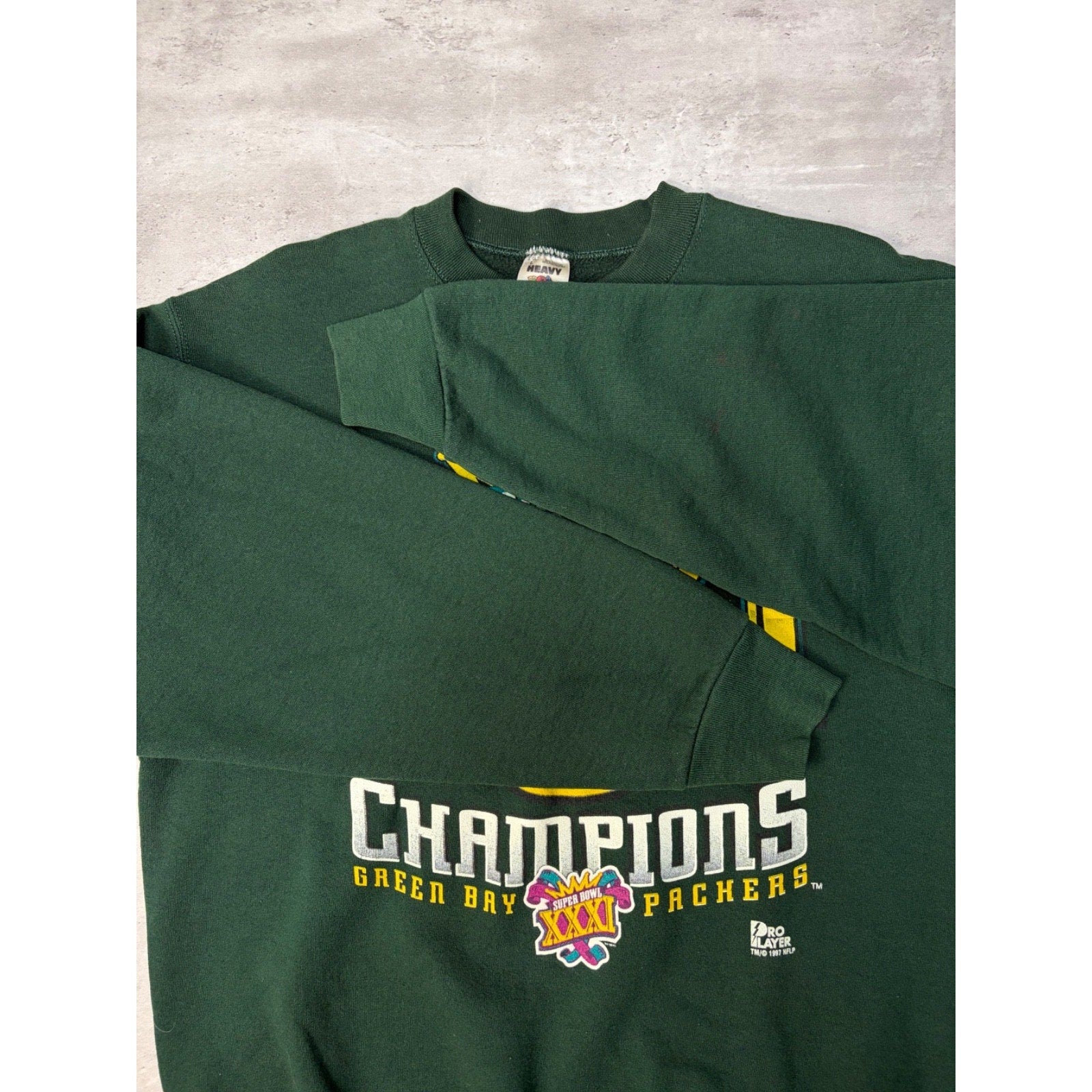 Vintage 1997 Green Bay Packers NFL Super Bowl XXXI Champs Sweatshirt Size Large