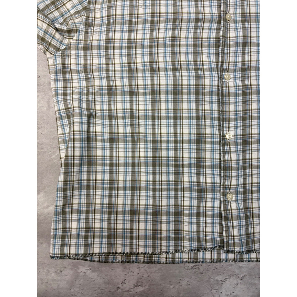 Vintage Nautica Single Pocket Plaid Cropped Button Up Shirt Size XL