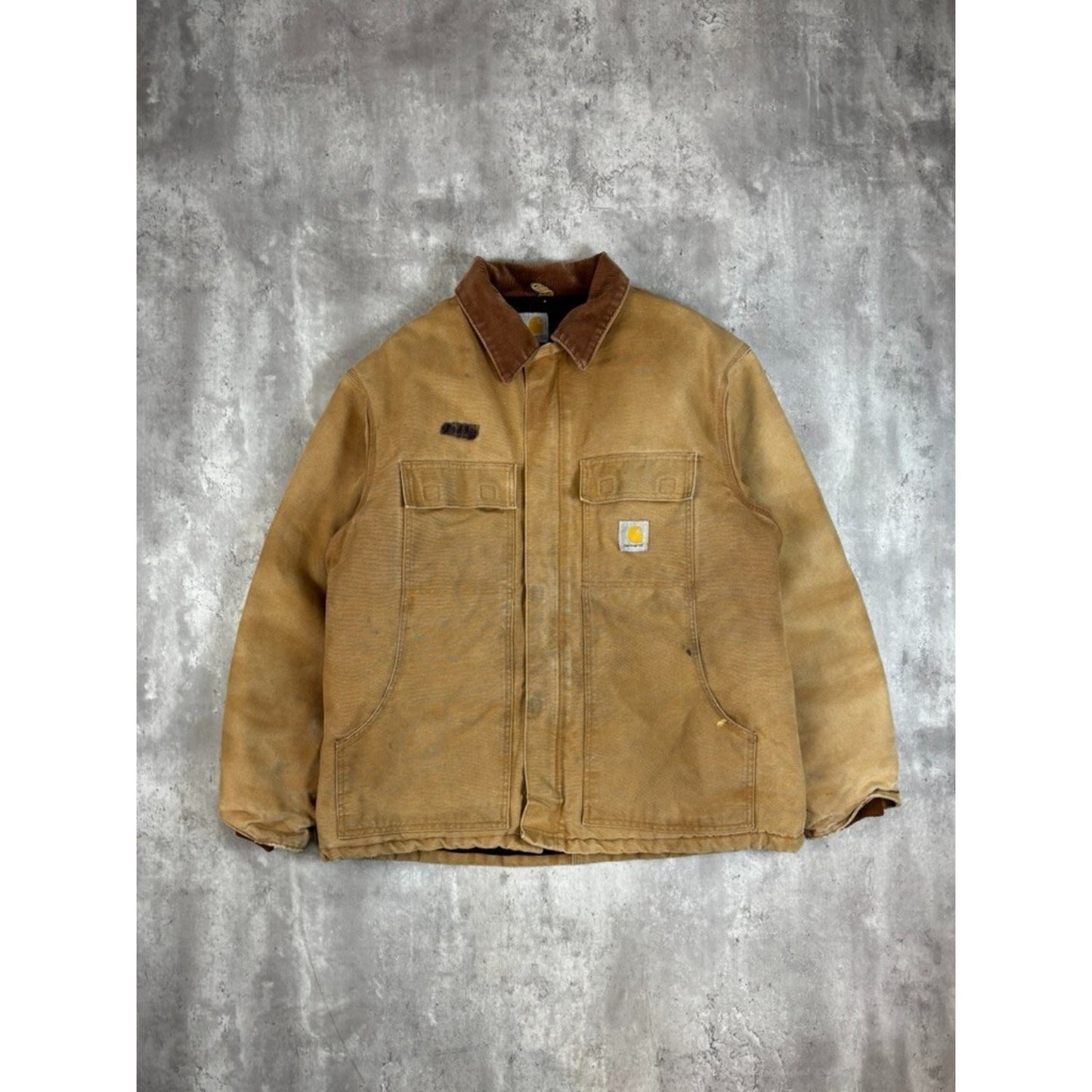 Vintage Carhartt Insulated Canvas Workwear Arctic Jacket Size XL Beige