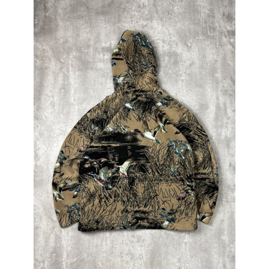 Vintage 90s Authentic Wildlife Duck Nautre Full Zip Fleece Sweatshirt Size Large
