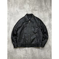 Vintage London Fog Full Zip Black Leather Bomber Jacket Size Medium