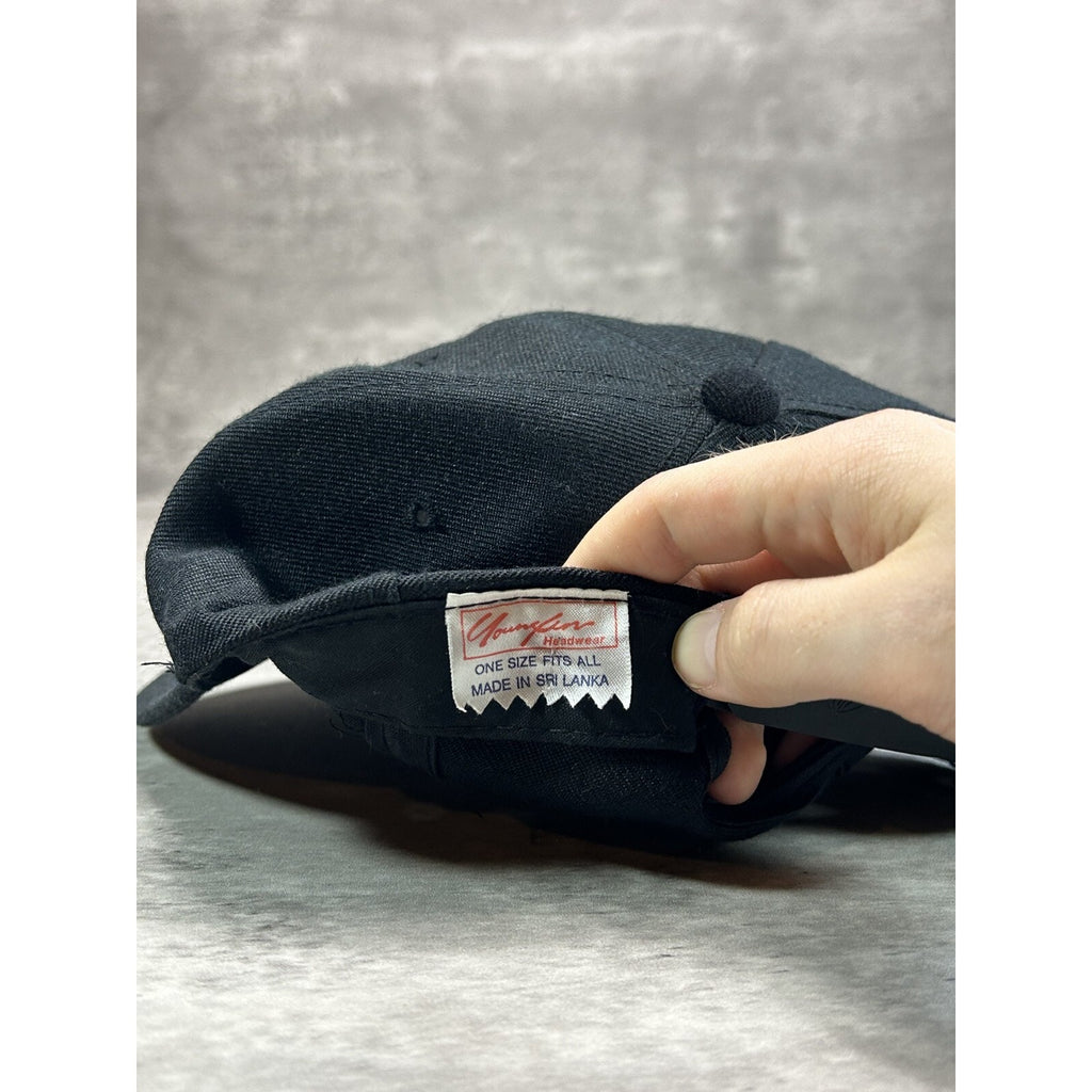 Vintage Moosejaw Embroidered Spellout Logo Snapback Hat OSFA Black