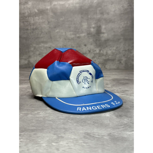 Vintage 90s Rangers F.C. Leather Soccer Ball Graphic Spellout Snapback Hat OSF