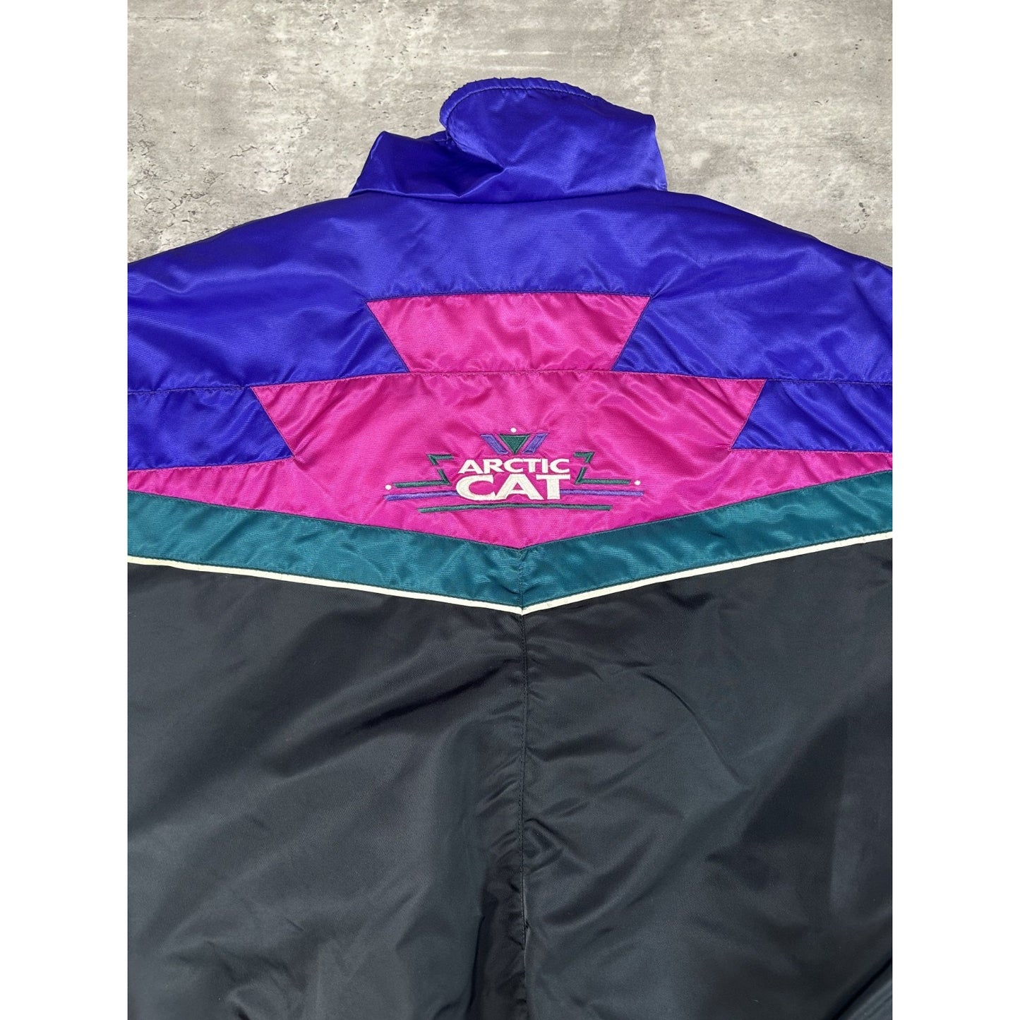 Vintage 90s Arctic Cat Embroidered Nylon Full Zip Bomber Jacket Size Large