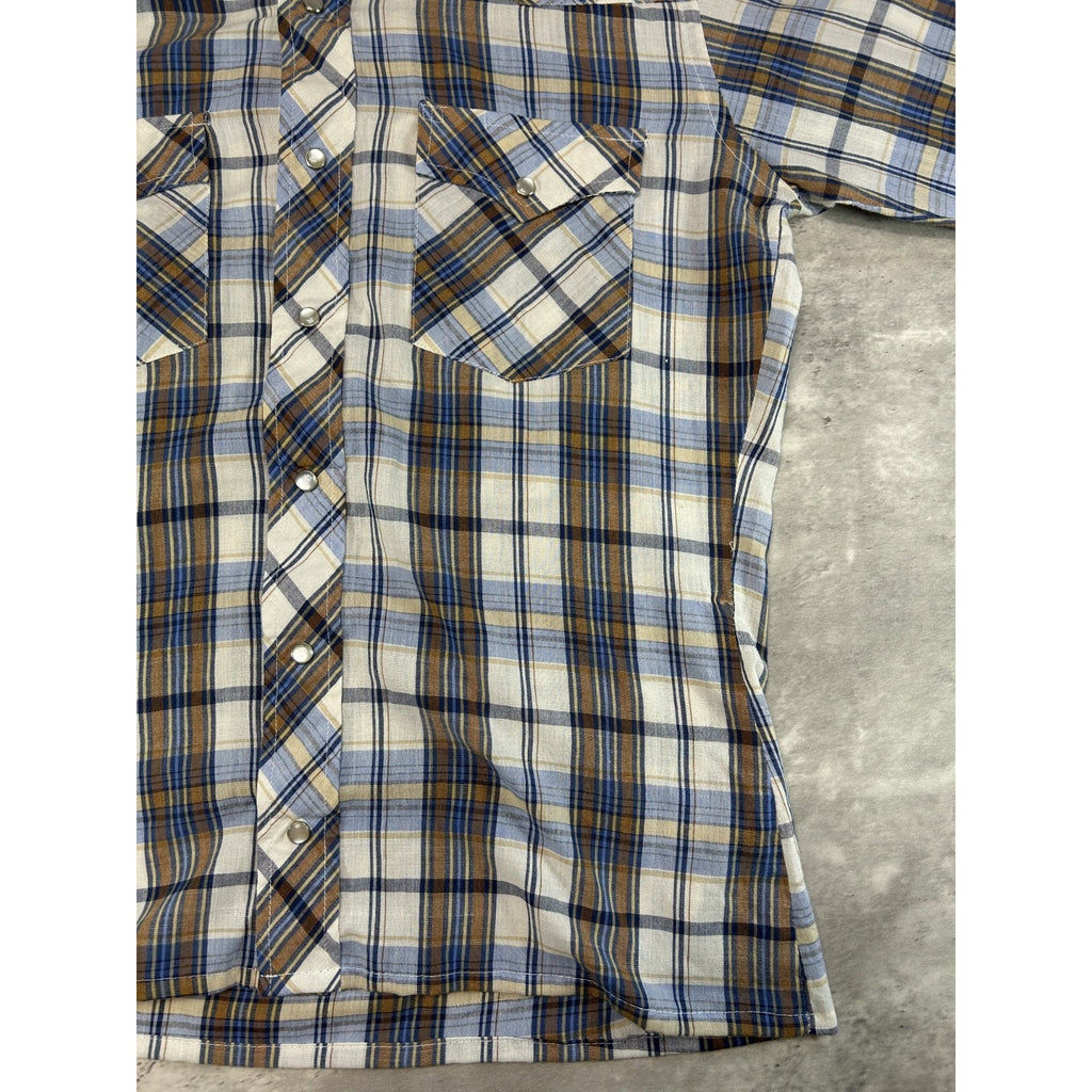 Vintage 1970s/80s JCPenny Plaid Print Reworked Cropped Button Up Shirt Sz Medium