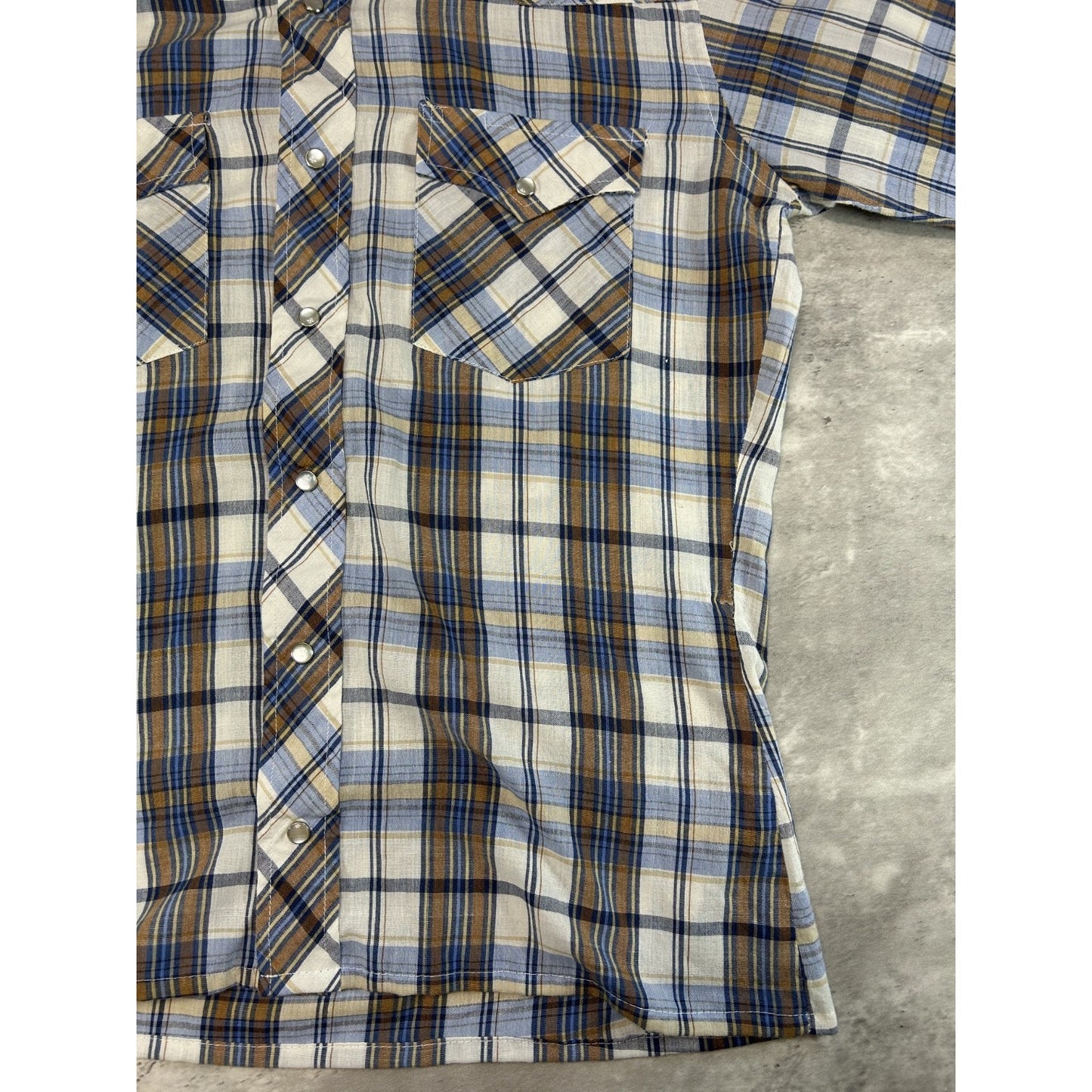 Vintage 1970s/80s JCPenny Plaid Print Reworked Cropped Button Up Shirt Sz Medium