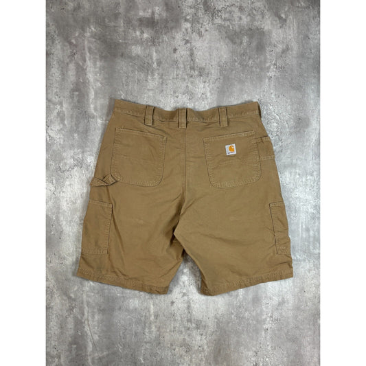 Vintage Carhartt Original Fit Canvas Workwear Carpenter Shorts Size 38 Beige