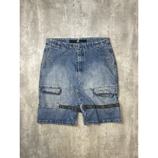Vintage Y2K Marithe Francois Girbaud Medium Wash Denim Cargo Shorts Size 40