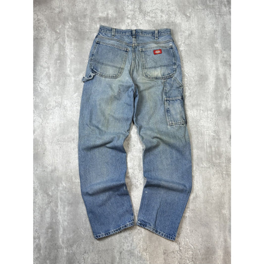 Vintage Dickies Medium Wash Denim Workwear Carpenter Pants Size 31 Blue