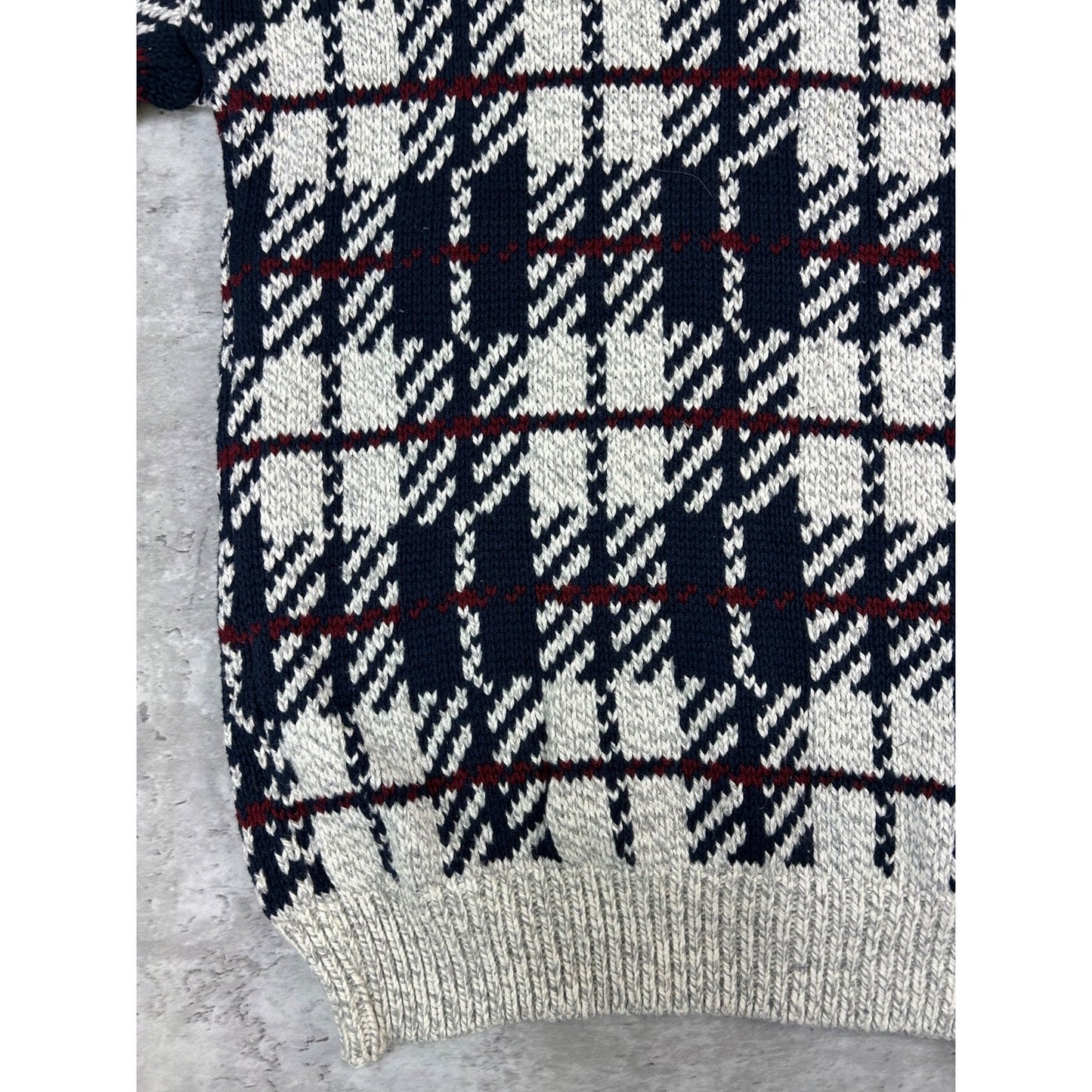 Vintage 90s Authentic Issue Plaid Print Pullover Ribbed Knit Sweater Size Large