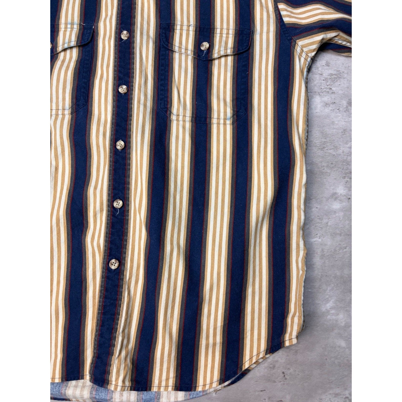 Vintage Eddie Bauer Striped Print Long Sleeve Button Up Shirt Size Small