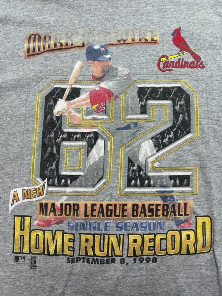 Vintage 1998 Mark McGwire Cardinals MLB Home Run Leader T-Shirt Size Medium 90s