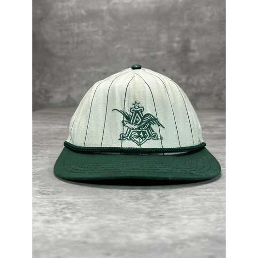 Vintage 90s Anheuser-Busch Embroidered Logo Pinstripe Snapback Hat OSFA