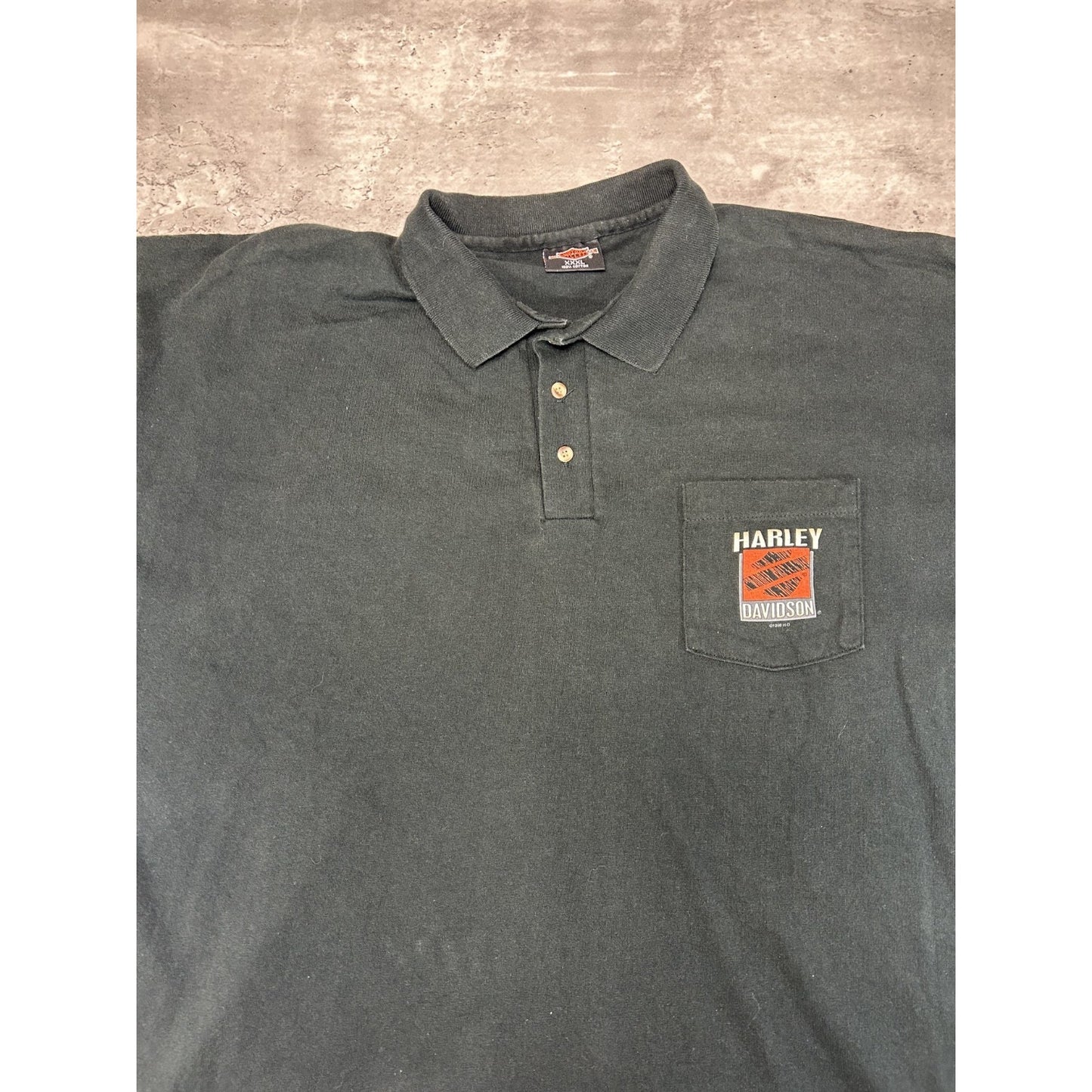 Vintage 1998 Harley Davidson Motorcycles 1/4 Button Graphic Button Up Shirt 3XL