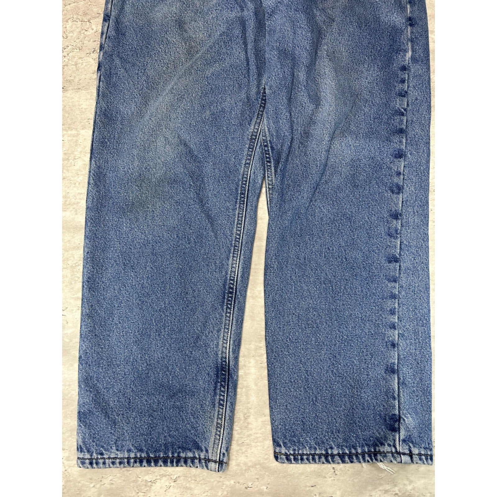Vintage Carhartt Relaxed Fit Plaid Lined Medium Wash Workwear Denim Pants Sz 37W
