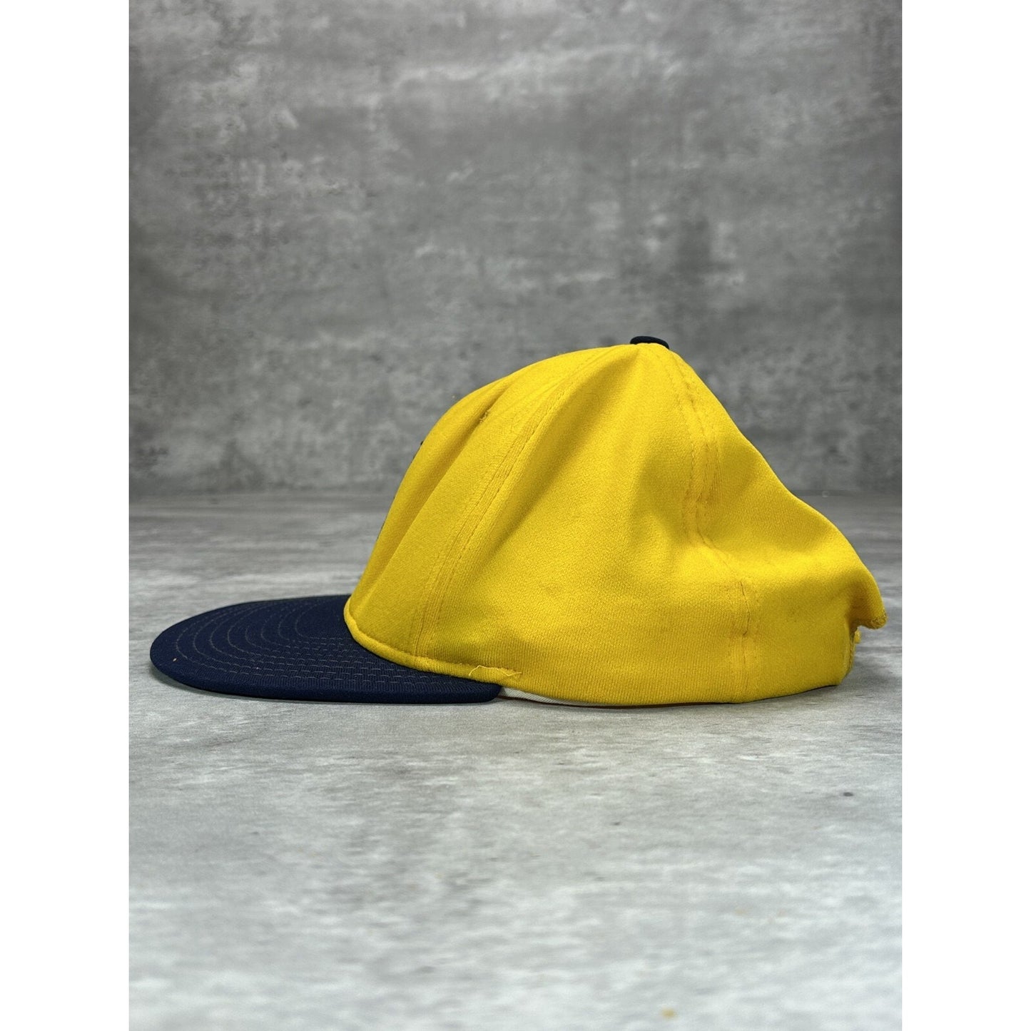 Vintage 1980s Embroidered S Two Tone Snapback Hat OSFA Yellow/Navy Blue