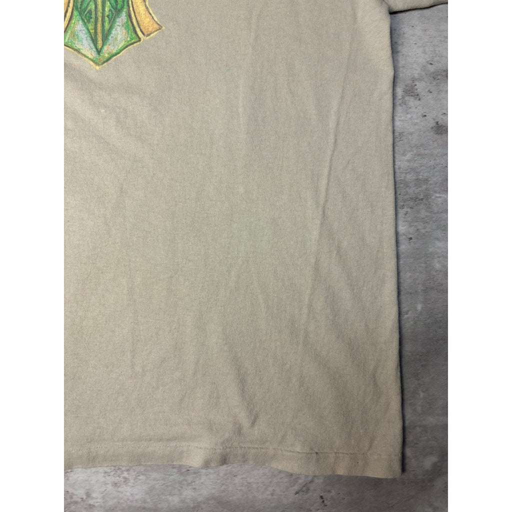 Vintage Y2K Quiksilver Emblem Spellout Beige Graphic T-Shirt Size XL
