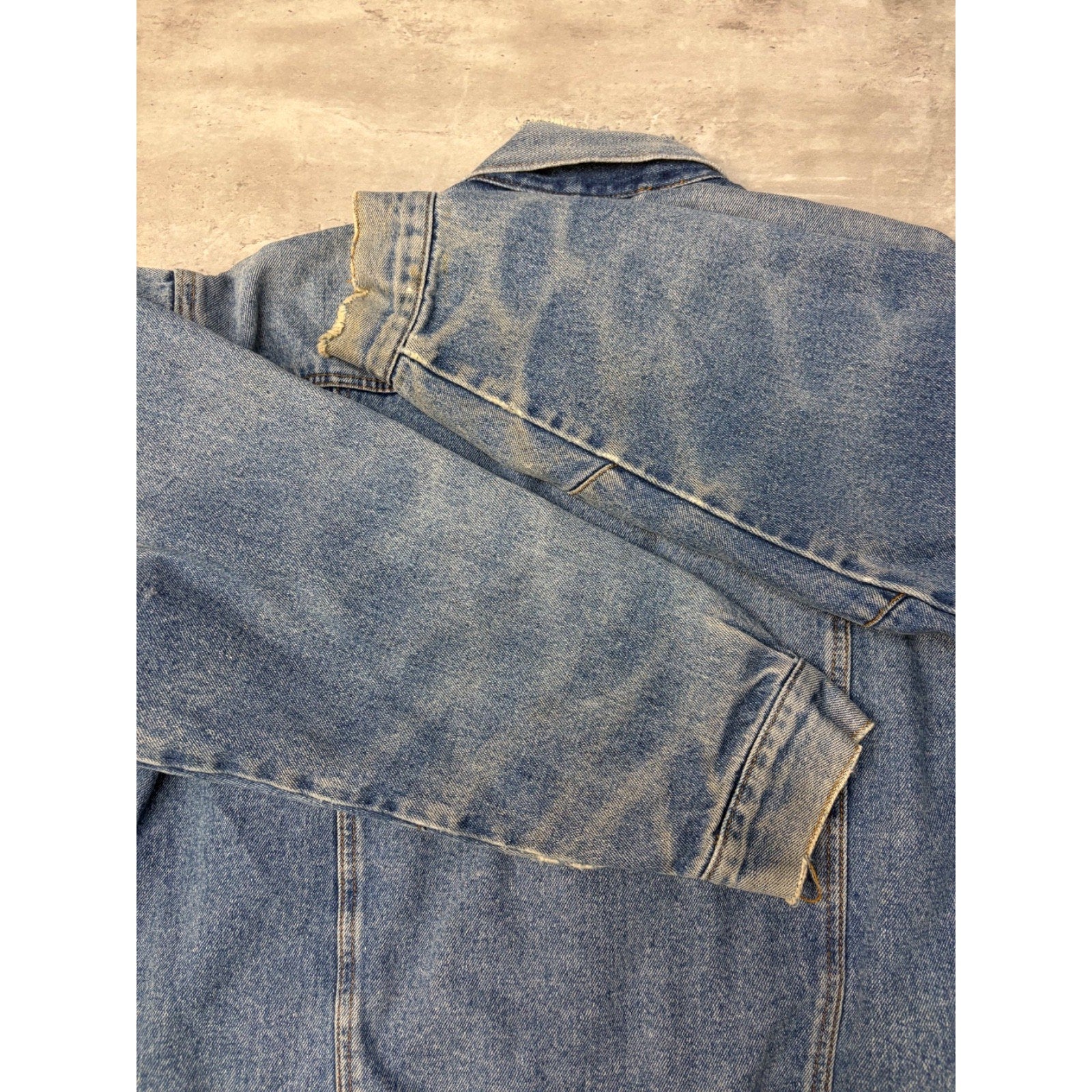 Vintage 90s Club P Plaid Lined Medium Wash Denim Trucker Jacket Size Medium