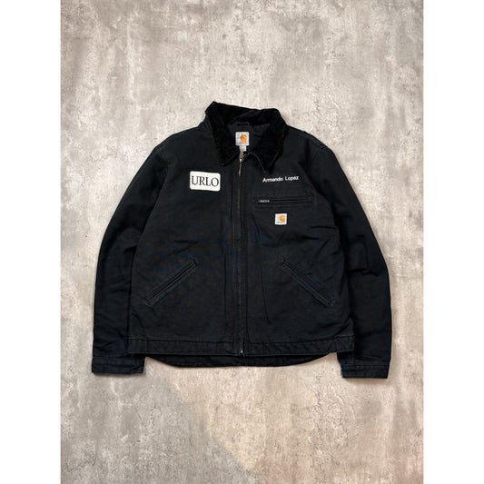 Vintage Carhartt Blanket Lined Canvas Workwear Detroit Jacket Size Large Black