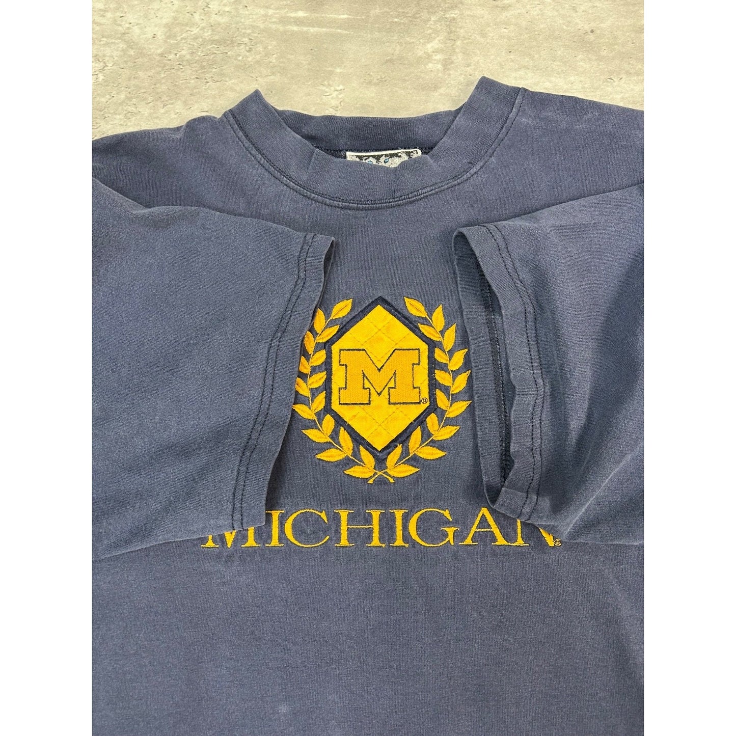 Vintage Michigan Wolverines NCAA Crest Graphic T-Shirt Size XL Blue