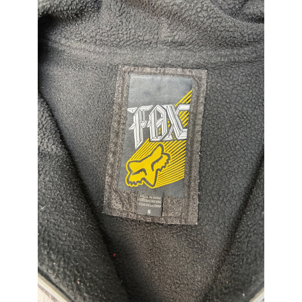 Vintage Fox Embroidered Logo Full Zip Fleece Lined Hooded Sweatshirt Size Small