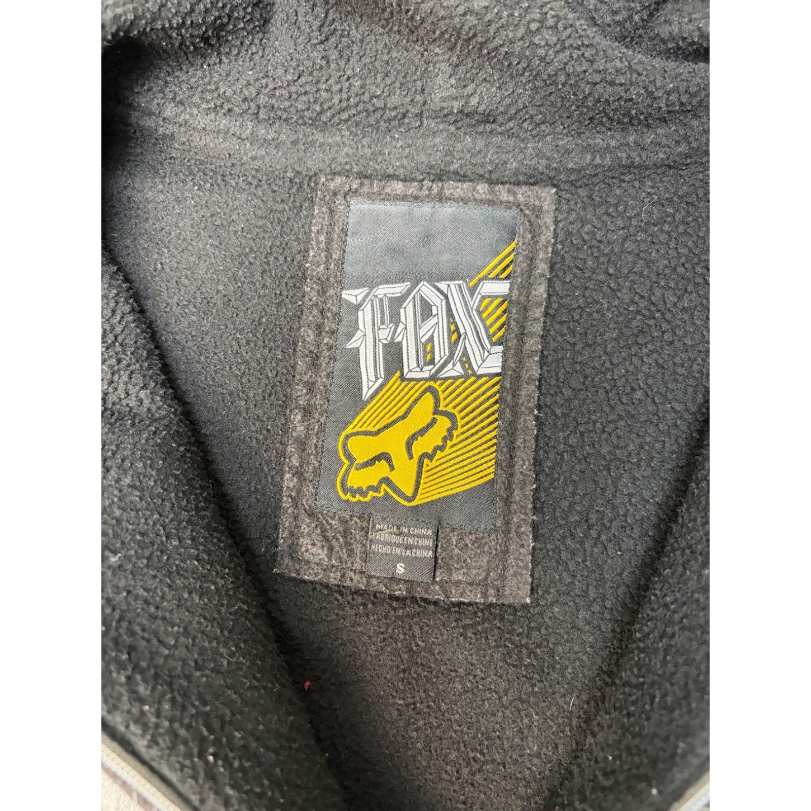 Vintage Fox Embroidered Logo Full Zip Fleece Lined Hooded Sweatshirt Size Small