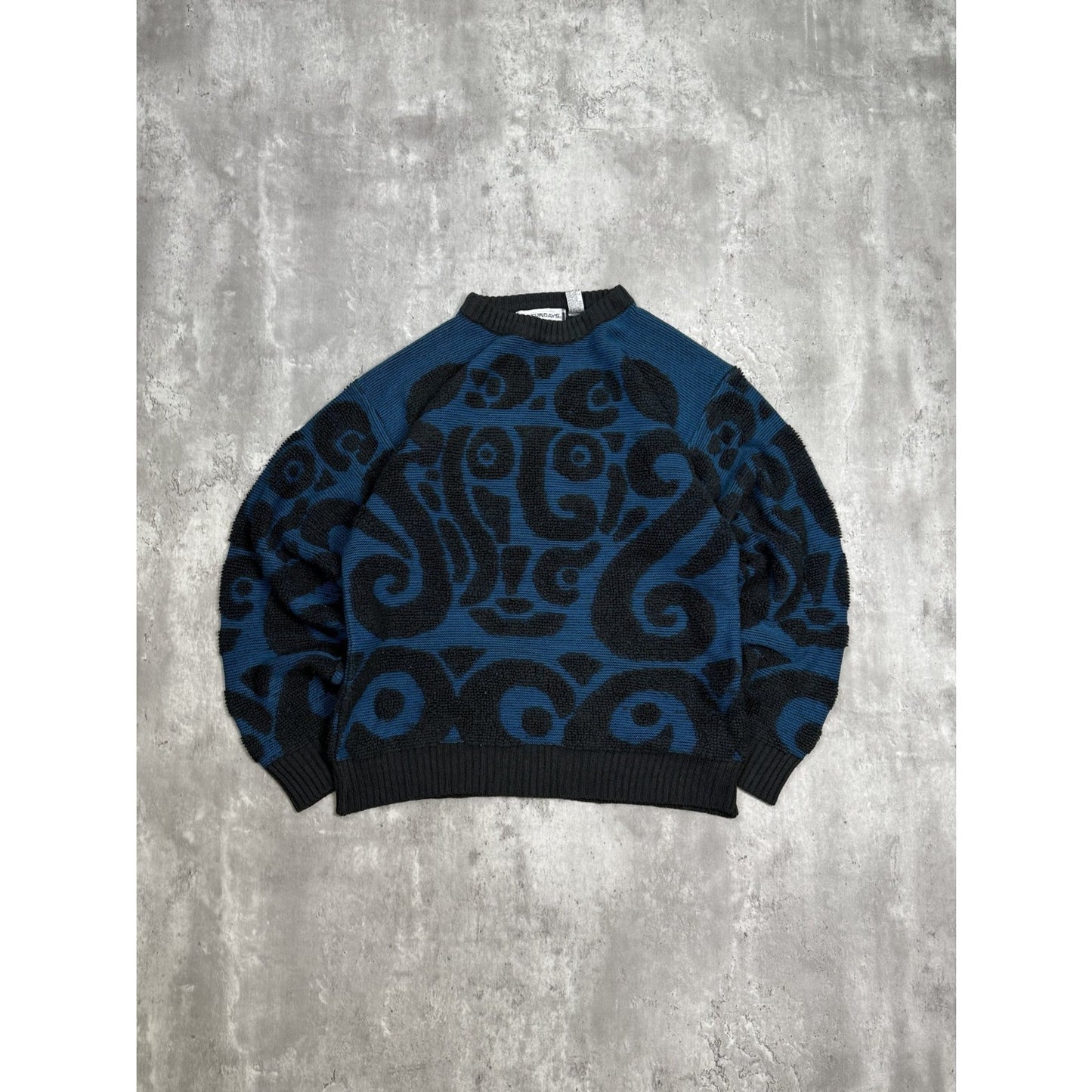 Vintage 90s Saturdays Abstract 3D Print Knit Sweater Size Large