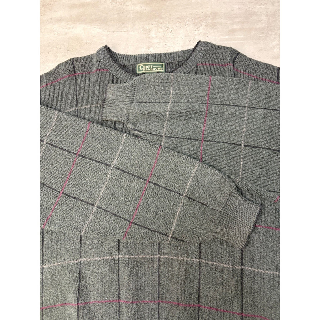 Vintage Croft & Barrow Embroidered Golfer Grid Pattern Knit Sweater Size 2XL