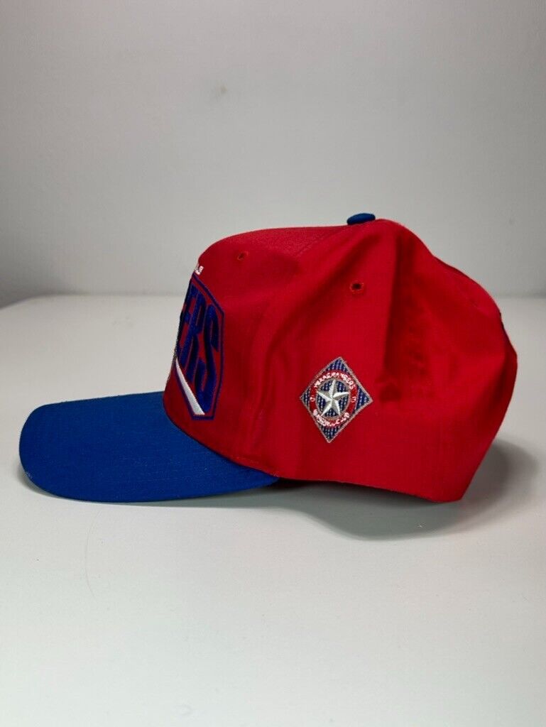 Vintage 90s Texas Rangers MLB Embroidered Spellout Snapback Hat OSFA