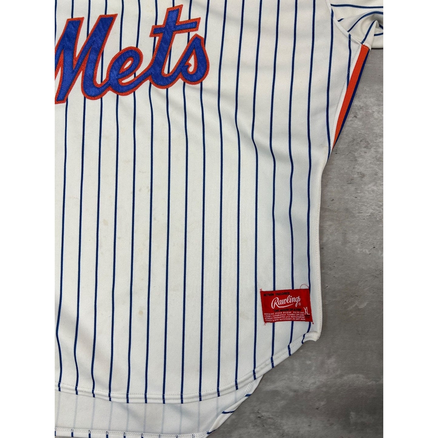 Vintage 90s New York Mets MLB Stitched Rawlings Pinstripe Baseball Jersey Sz XL