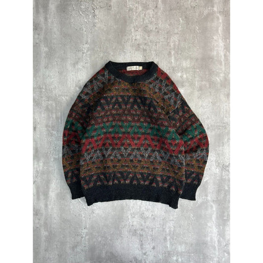 Vintage 90s House Of Fraser Abstract Striped Ribbed Knit Sweater Size Small