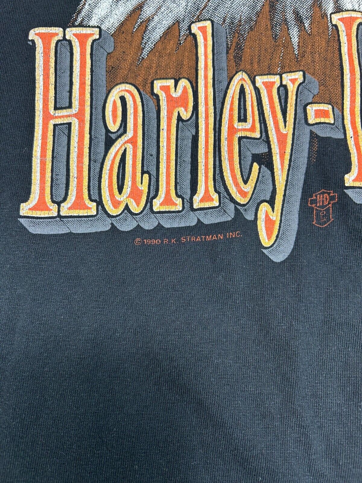 Vintage 1990 Harley Davidson Bald Eagle Graphic Spellout T-Shirt Size 4XL