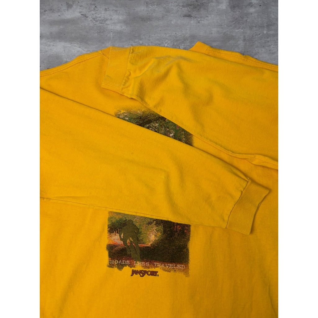 Vintage Roads Less Traveled Spellout Graphic Long Sleeve T-Shirt Size XL