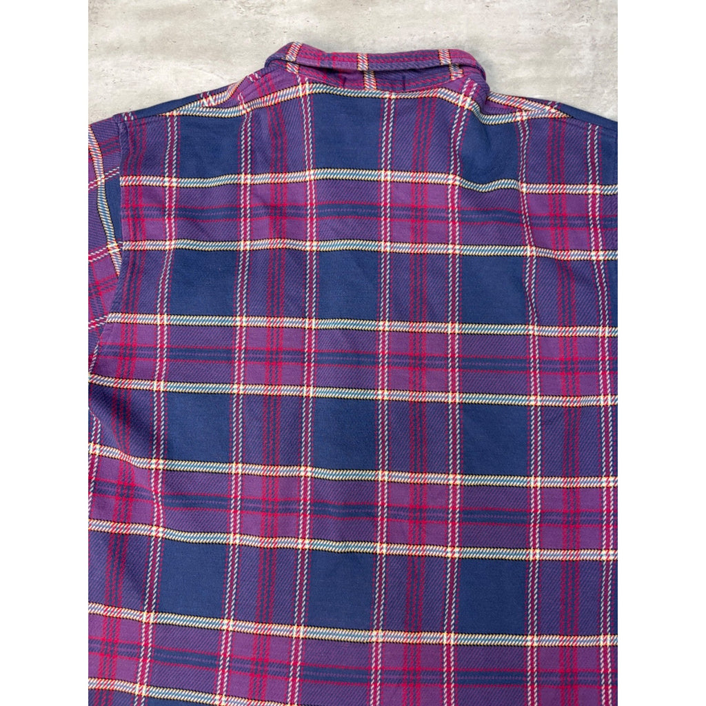 Vintage Polo Ralph Lauren Plaid 1/2 Zip Collared Crewneck Sweatshirt Size Large