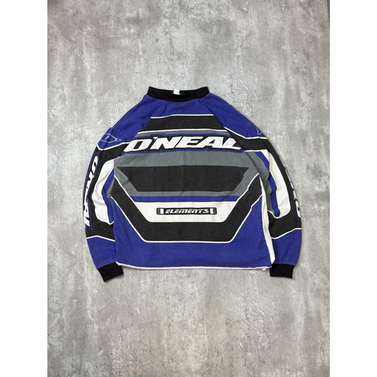Vintage 90s Oneal Spellout Long Sleeve Cropped Motocross Jersey Size Medium