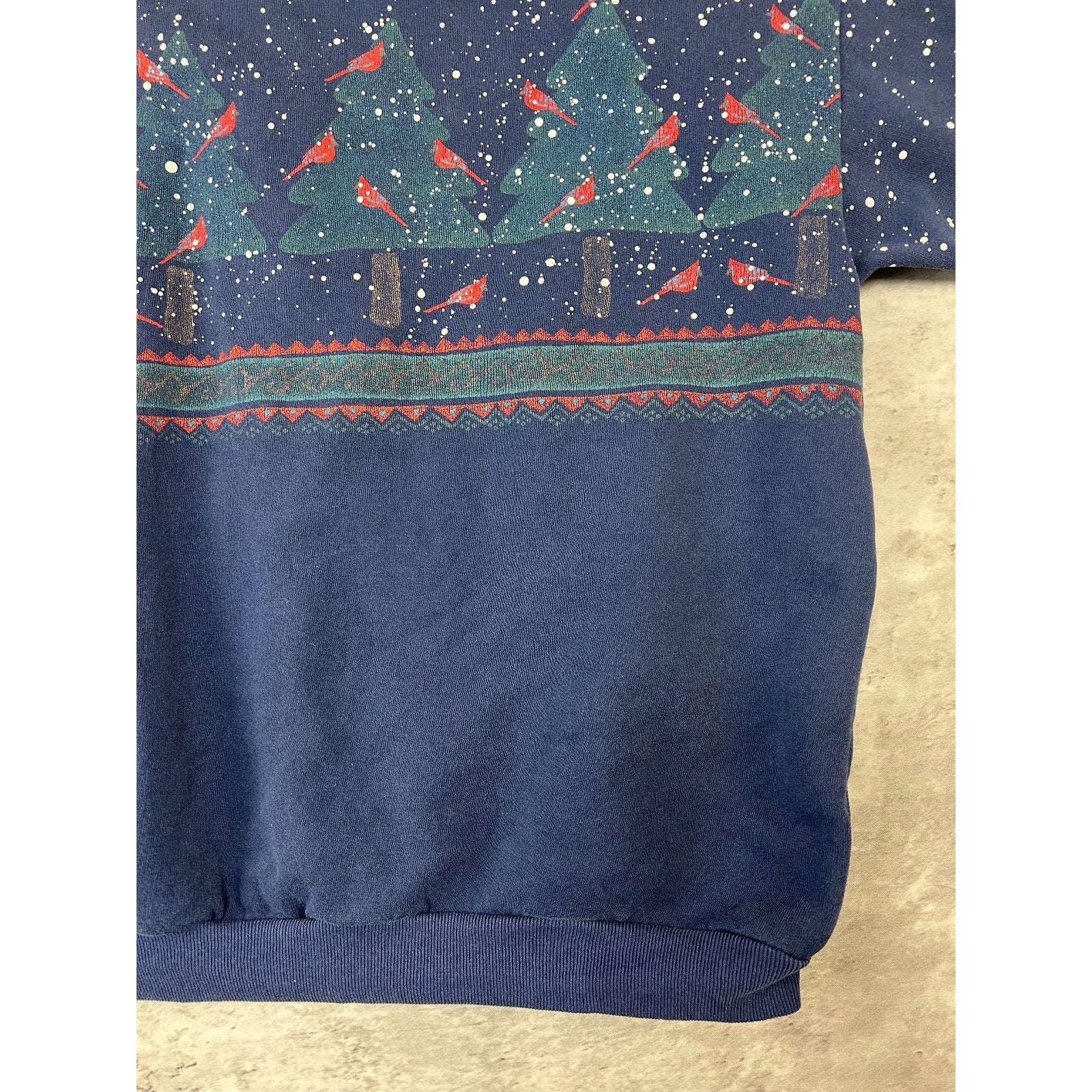 Vintage 90s Cardinal Winter Landscape All Over Print Cardigan Sweatshirt Large
