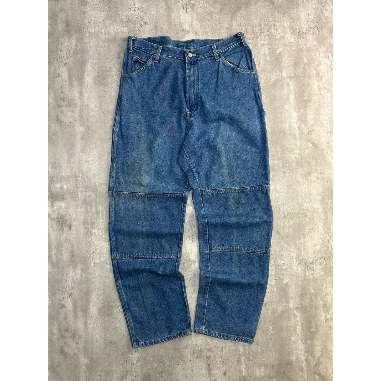 Vintage Dickies Dark Wash Denim Workwear Carpenter Pants Size 34