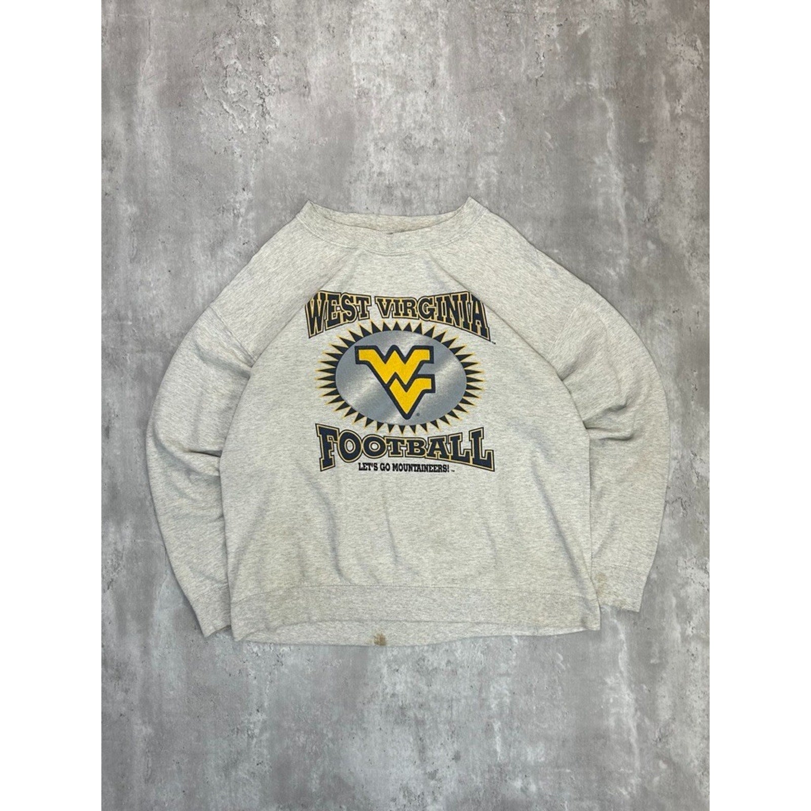 Vintage 90s West Virginia Mountaineers NCAA Football Graphic Sweatshirt Sz Large